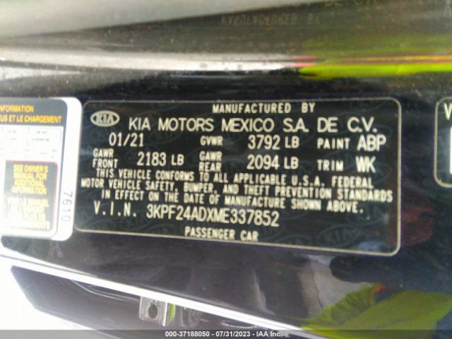3KPF24ADXME337852 KIA Forte Lxs