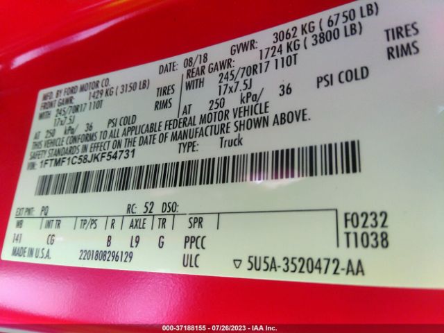 1FTMF1C58JKF54731 Ford F-150 Xl/xlt