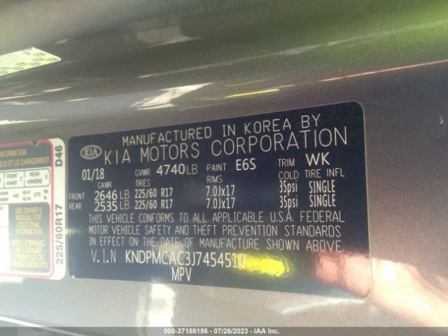 KNDPMCAC3J7454510 KIA Sportage Lx