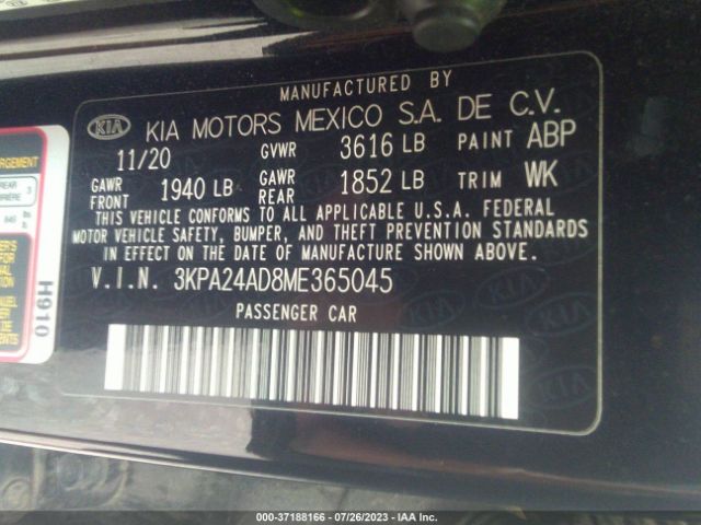 3KPA24AD8ME365045 KIA RIO S