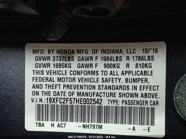 19XFC2F57HE002542 Honda Civic Sedan Lx