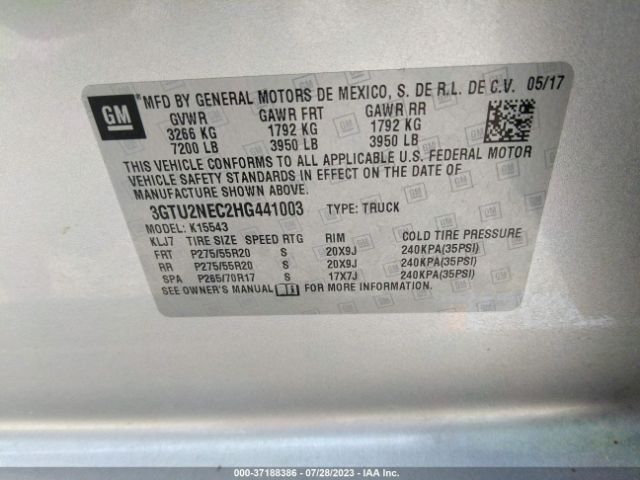 3GTU2NEC2HG441003 GMC Sierra 1500 Slt