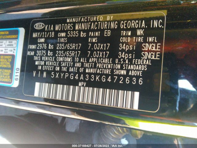 5XYPG4A33KG472636 KIA SORENTO L