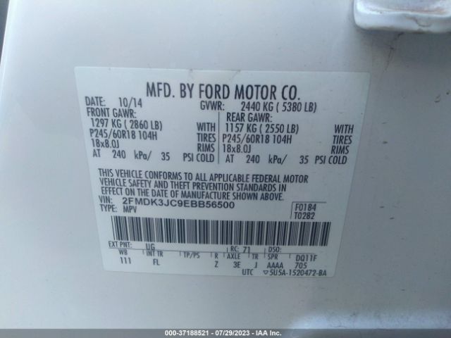 2FMDK3JC9EBB56500 Ford EDGE SEL
