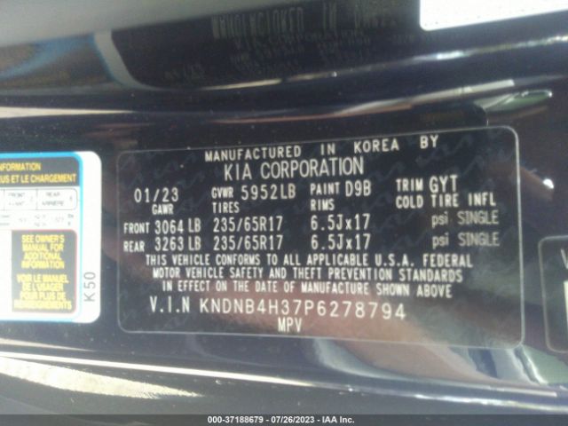 KNDNB4H37P6278794 KIA Carnival Lx