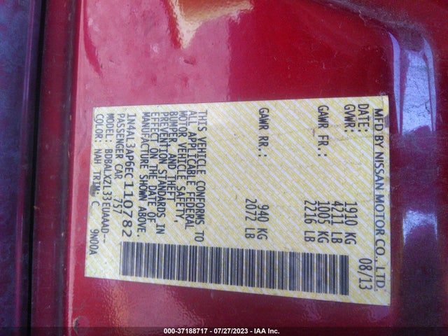 Nissan Altima 2.5 Sl 2014 1N4AL3AP6EC110782 Image 10
