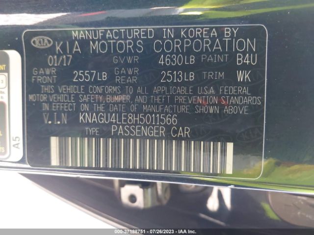 KNAGU4LE8H5011566 KIA Optima Hybrid Ex