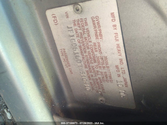 2007 SUBARU IMPREZA SEDAN I VIN: JF1GD61607H510410