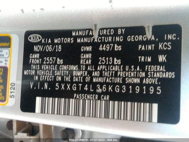 5XXGT4L36KG319195 KIA Optima Lx