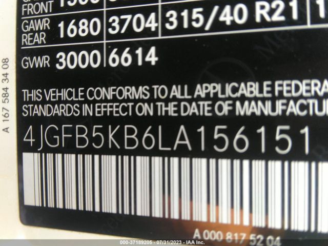 4JGFB5KB6LA156151 Mercedes-Benz Gle Gle 450