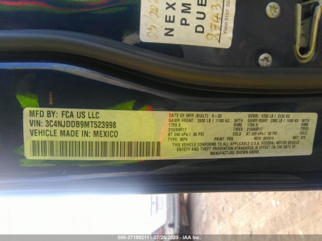 3C4NJDDB9MT523998 Jeep Compass Trailhawk