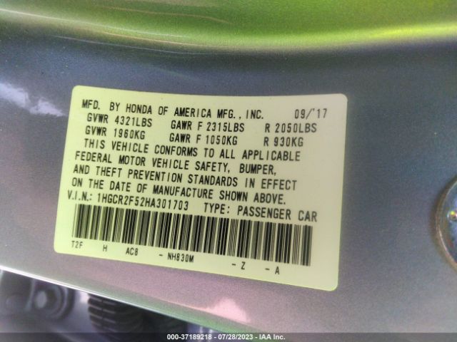 1HGCR2F52HA301703 Honda Accord Sedan Sport