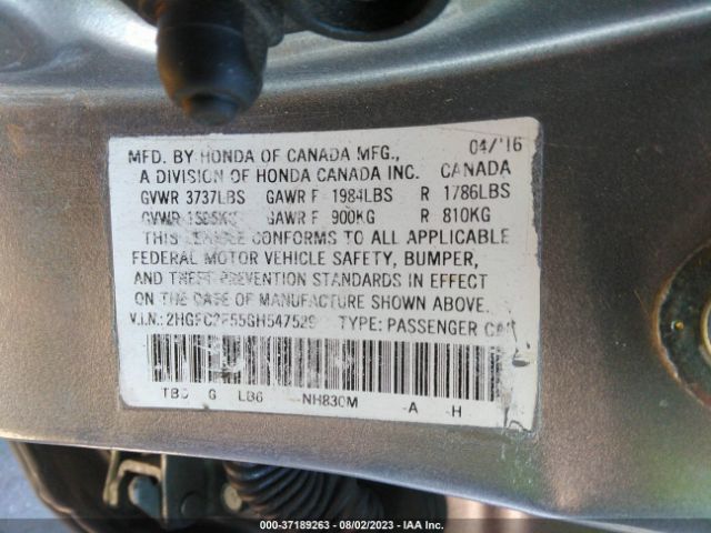 2HGFC2F55GH547529 Honda Civic Sedan Lx