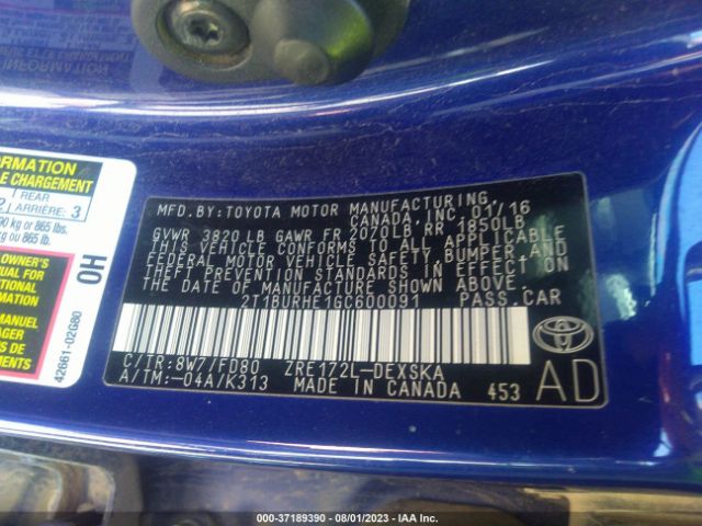Toyota Corolla S 2016 2T1BURHE1GC600091 Image 15