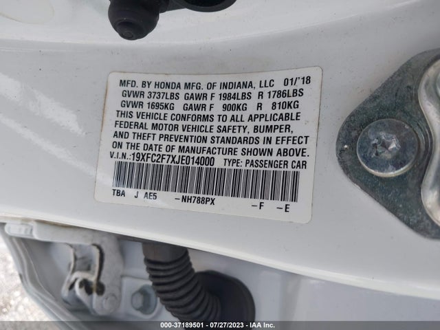 Honda Civic Sedan Ex 2018 19XFC2F7XJE014000 Image 9