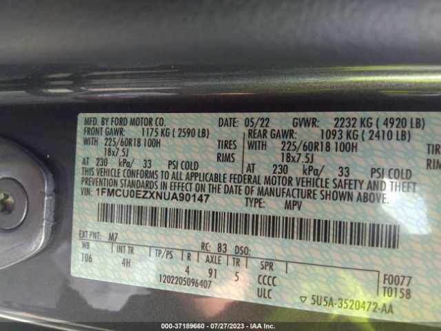1FMCU0EZXNUA90147 Ford Escape Se Plug-in Hybrid