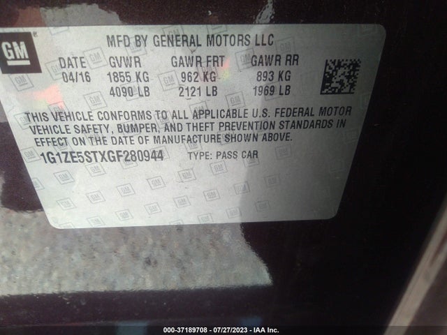 Chevrolet MALIBU LT 2016 1G1ZE5STXGF280944 Image 9
