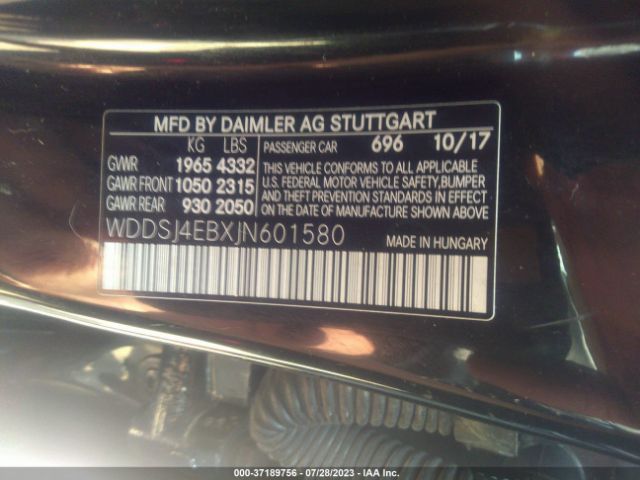 WDDSJ4EBXJN601580 Mercedes-Benz Cla Cla 250