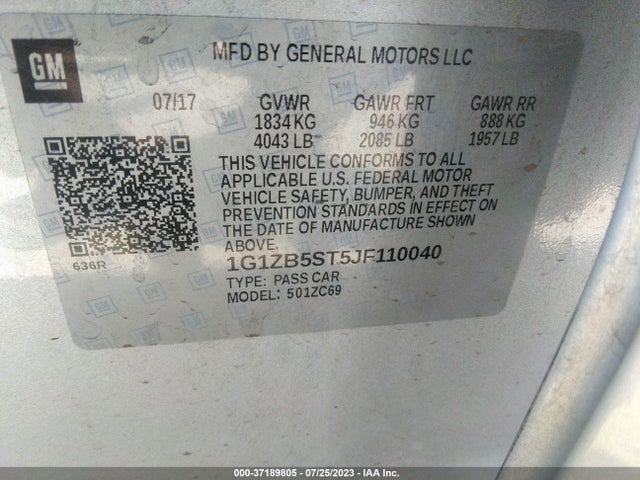 Chevrolet MALIBU LS 2018 1G1ZB5ST5JF110040 Image 15