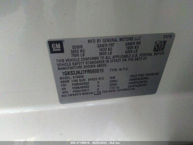 1GKS2JKJ7FR580015 GMC YUKON XL DENALI