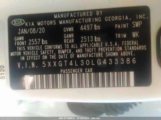 5XXGT4L30LG433386 KIA Optima Lx