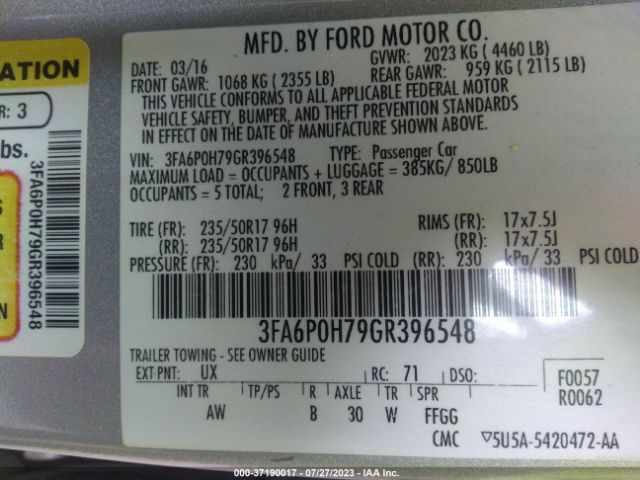 3FA6P0H79GR396548 Ford FUSION SE