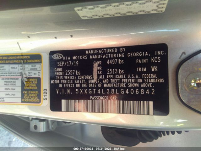 5XXGT4L38LG406842 KIA Optima Lx