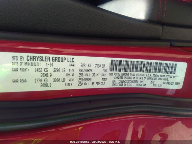 1C4SDHCT3EC483460 Dodge Durango R/t