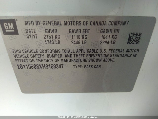 Chevrolet IMPALA LT 2017 2G1105S3XH9158347 Image 16