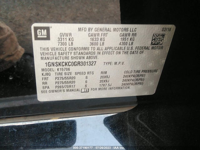 Chevrolet Tahoe Ltz 2016 1GNSKCKC0GR301327 Image 9