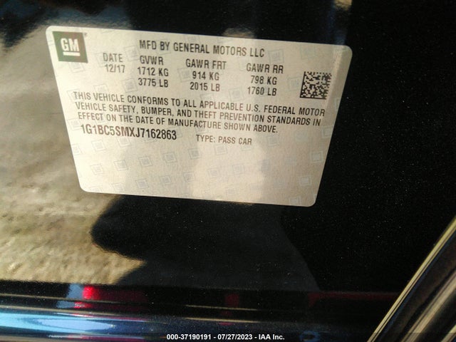Chevrolet CRUZE LS 2018 1G1BC5SMXJ7162863 Image 15