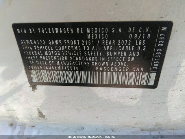 3VWE57BU5KM115576 Volkswagen JETTA SEL