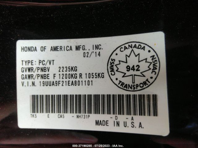 19UUA9F21EA801101 Acura TL
