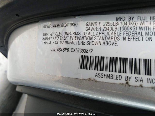 2005 SUBARU LEGACY WAGON (NATL) OUTBACK VIN: 4S4BP61CX57393872