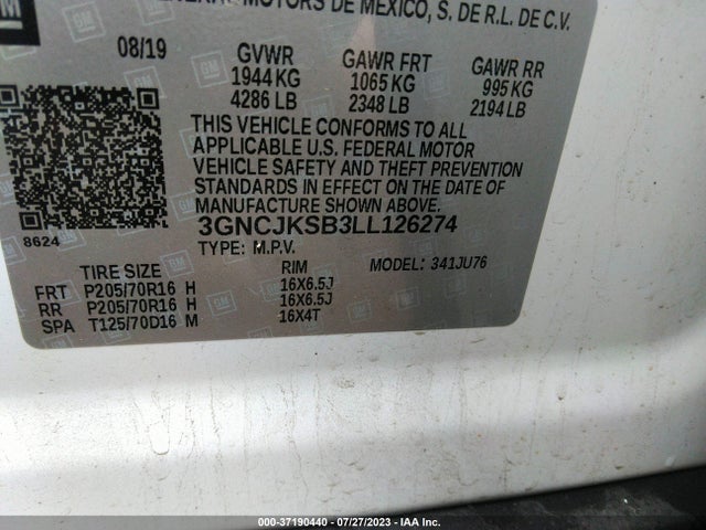 Chevrolet TRAX LS 2020 3GNCJKSB3LL126274 Image 9