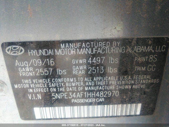 Hyundai Sonata Sport 2017 5NPE34AF1HH482970 Image 10