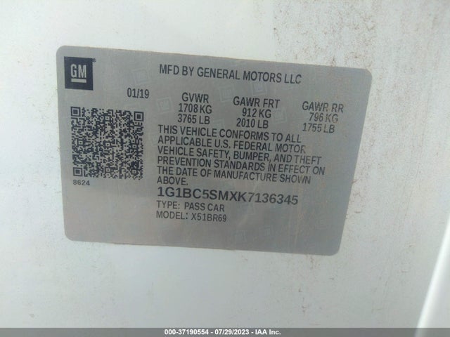 Chevrolet CRUZE LS 2019 1G1BC5SMXK7136345 Image 9