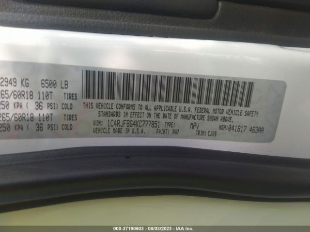1C4RJFBG4KC777851 Jeep Grand Cherokee Limited