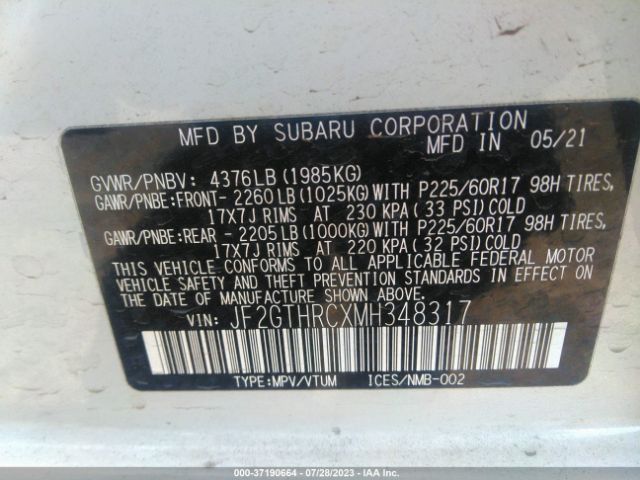 JF2GTHRCXMH348317 Subaru Crosstrek Sport