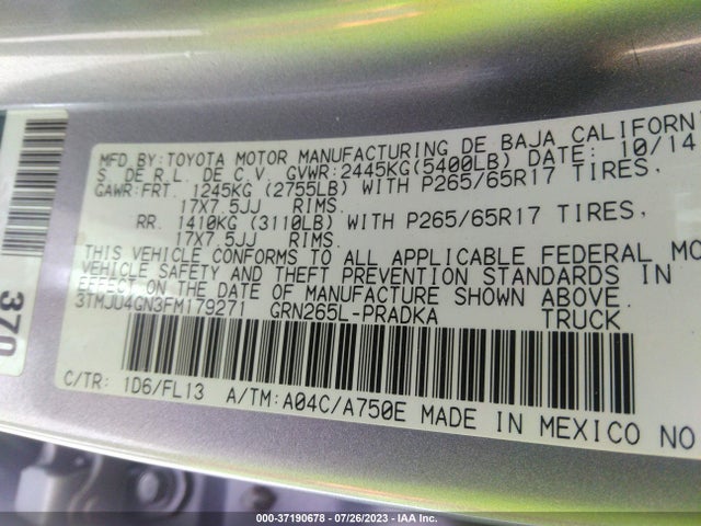 Toyota Tacoma Prerunner 2015 3TMJU4GN3FM179271 Image 15