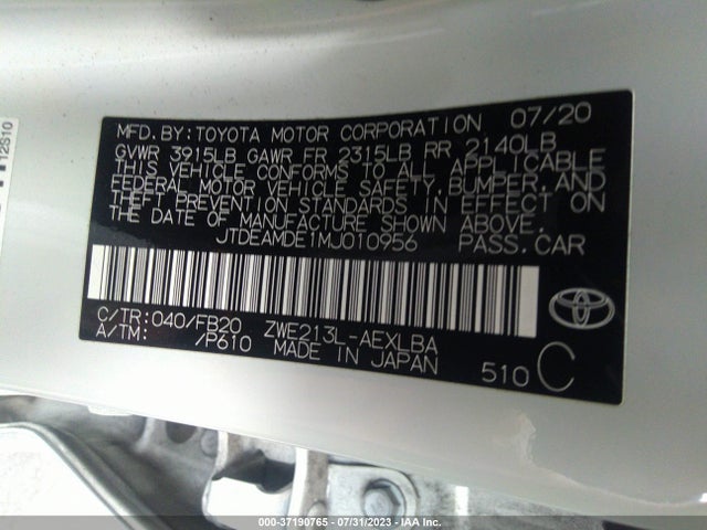 Toyota Corolla Hybrid Le 2021 JTDEAMDE1MJ010956 Image 15