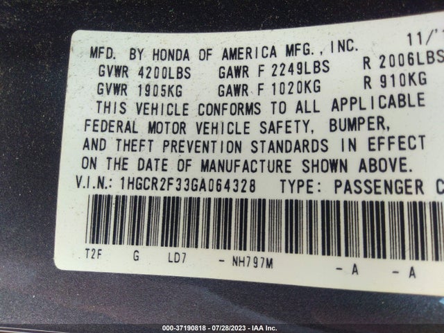 Honda Accord Sedan Lx 2016 1HGCR2F33GA064328 Image 15