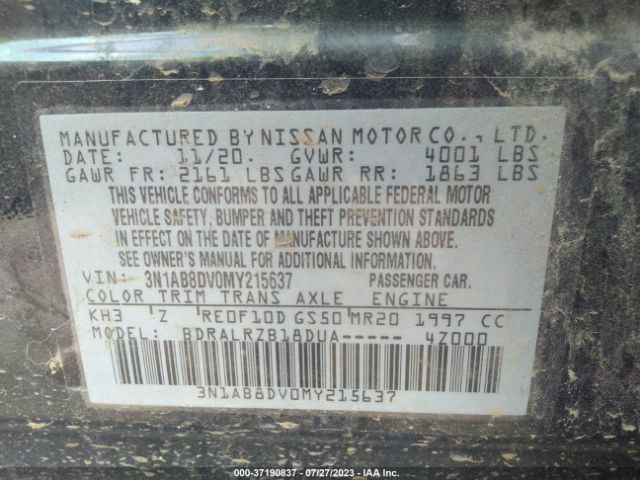 3N1AB8DV0MY215637 Nissan SENTRA SR