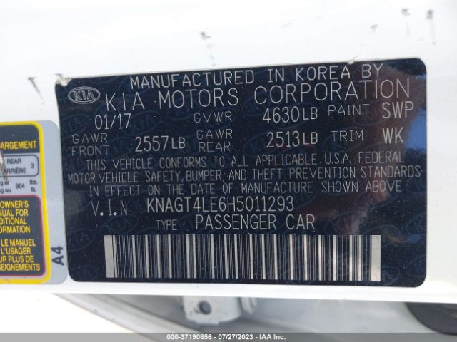 KNAGT4LE6H5011293 KIA Optima Hybrid Base