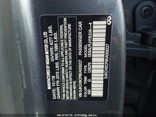 2019 Infiniti QX30, VIN: SJKCH5CP8KA009227