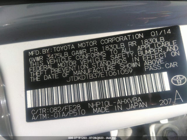 Toyota Prius C One/three/two/four 2014 JTDKDTB37E1061059 Image 11