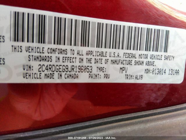 2C4RDGEG9JR196053 Dodge Grand Caravan Gt