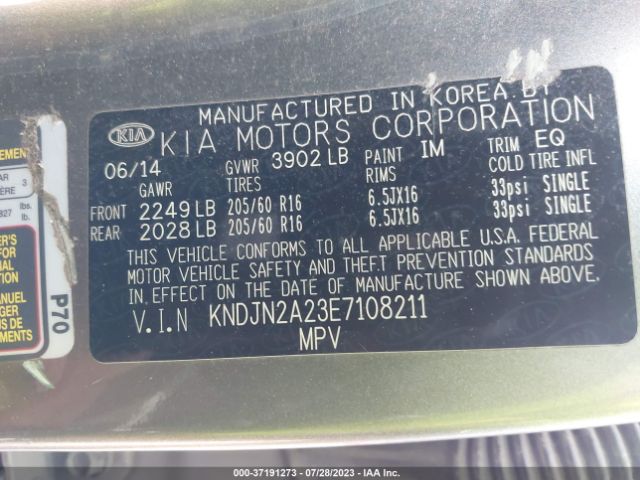 KNDJN2A23E7108211 KIA Soul Base
