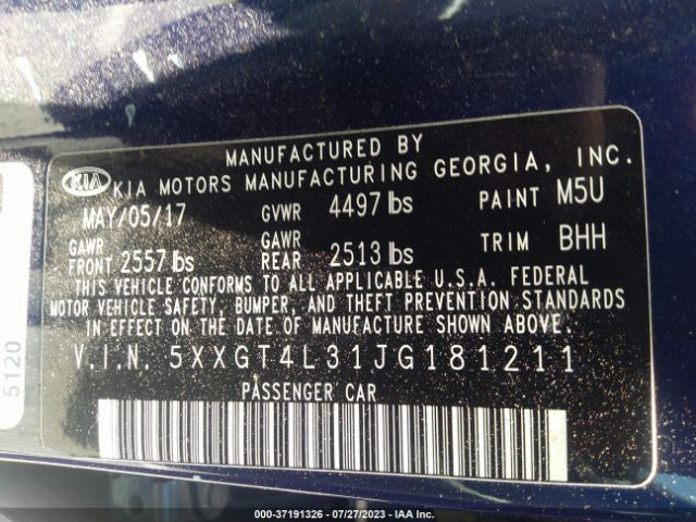 5XXGT4L31JG181211 KIA Optima Lx