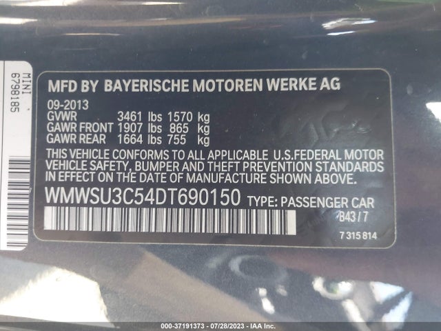 2013 MINI HARDTOP WMWSU3C54DT690150 Photo 8